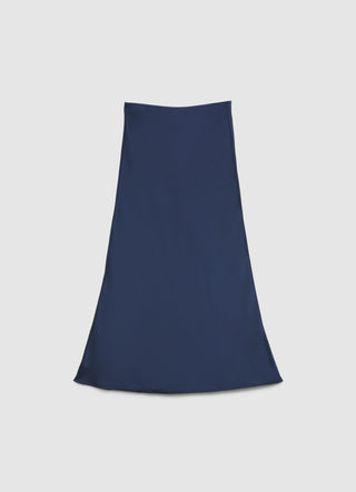 Long solid-colour satin skirt
