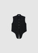 Camicia smanicata misto lino con nodo - S
