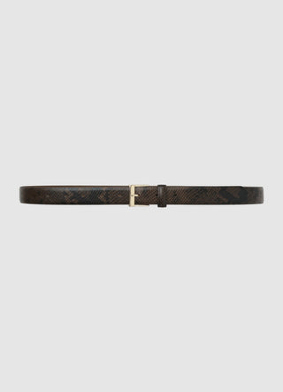 Belt with animal print and rectangular buckle