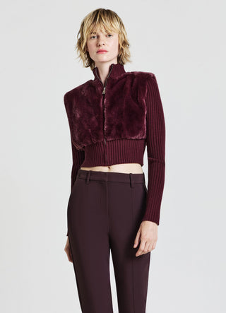 Crop-Pullover aus Kunstfell