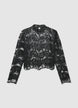 Blusa con paillettes e ricamo floreale - M