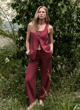 Completo donna con gilet e pantalone fluido