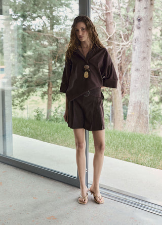 Completo donna con camicia morbida e shorts