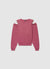 Sweatshirt with exposed shoulders and lace inserts
