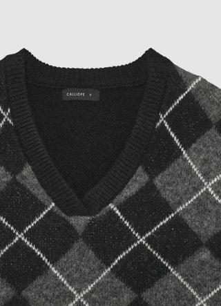 Maglia scollo a V con rombi