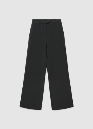 Pantaloni palazzo con strass allover
