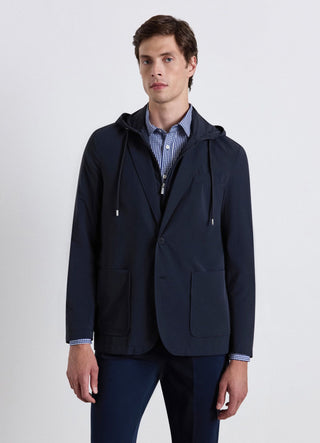 Hooded jacket with button closure