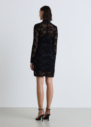 Vestito mini in pizzo a collo alto