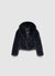 Giacca crop effetto peluche con collo rever