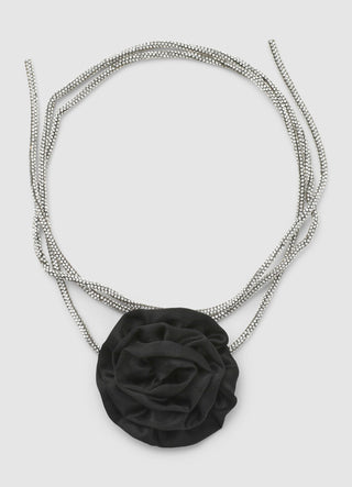 Choker con strass e applicazione floreale