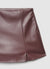Gonna-pantalone mini effetto pelle con zip laterale