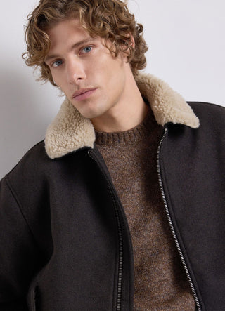 Giubbotto con colletto sherpa e zip