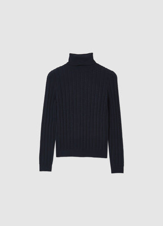Rollkragenpullover mit Zopfmuster