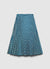 Gonna circle plissé simil satin con stampa geometrica