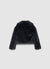 Giacca crop effetto peluche con collo rever