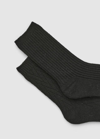 Pack of 2 pairs of ribbed and cable-knit socks