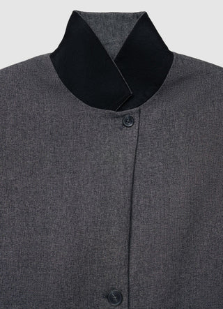 Boxy jacket with high collar and buttons