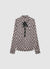 Camicia con fiocco e stampa geometrica in simil satin