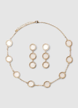 Set collana e orecchini con pendenti tondi