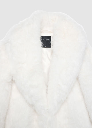 Crop jacket with plush effect and notched collar