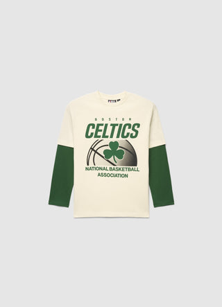 Oversize T-Shirt mit doppelärmeligem Effekt und Boston Celtics®-Print