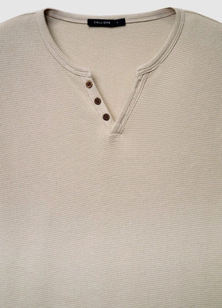 T-shirt col rond en tissu gaufré uni