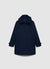 Hooded parka with covered closure