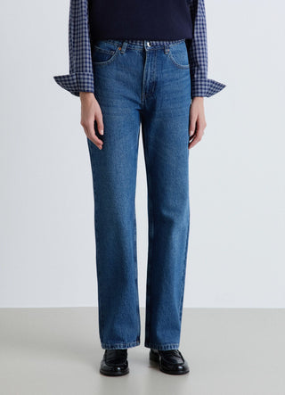 High-waisted straight jeans
