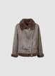 Padded jacket with fur-effect collar - XL