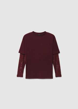 T-Shirt mit Spitzenärmeln