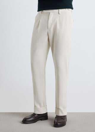 Straight corduroy trousers with pleats