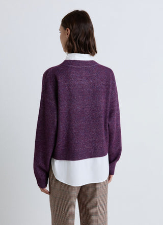 Sweater with shirt insert and V-neckline