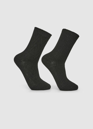 Pack of 2 pairs of ribbed and cable-knit socks