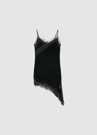 Vestito corto con spalline sottili e pizzo