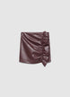 Leather-effect mini skirt with ruffles - S