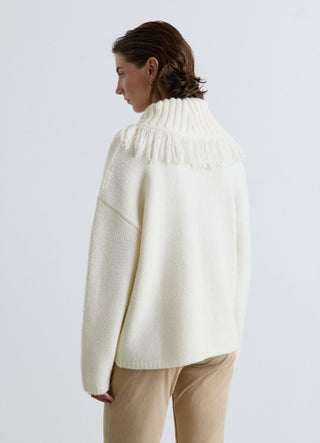 Cardigan con frange e laccetti