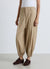 Straight trousers with elasticated hem