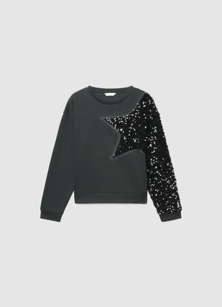 Felpa con stella di paillettes