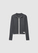 Ribbed cardigan with zip and collar - M