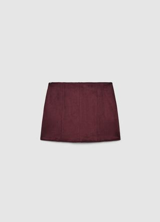 Suede-effect miniskirt with side zip