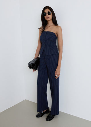 Pinstriped tailored bandeau vest with buttons