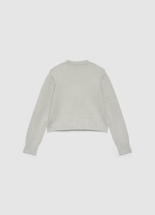 Pull boxy à col rond uni