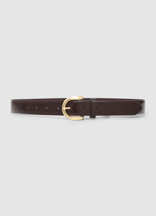 Slim solid-colour belt with golden buckle