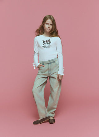 Jeans balloon carpenter con strass