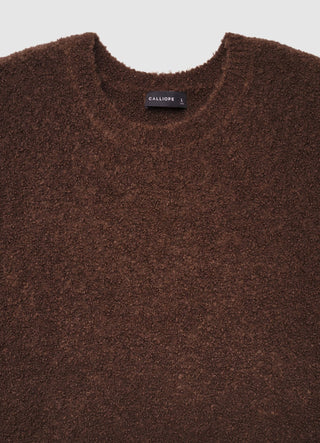 Pull bouclé uni à col rond