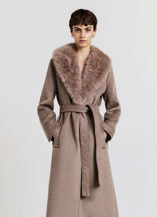 Faux fur collar coat