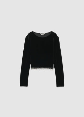 Langärmliges Crop-T-Shirt mit Kette