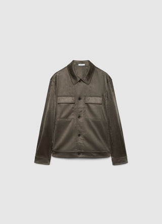 Shirt jacket with flap pockets
