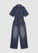 Jumpsuit mit Reißverschluss und Gürtel - XS