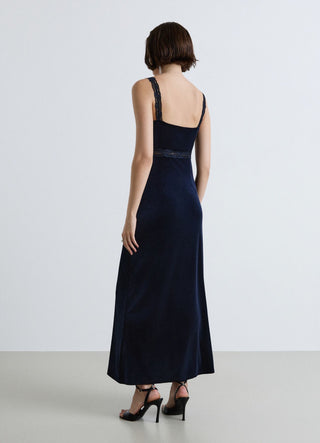 Langes Slipdress-Kleid mit Spitzen-Trägern